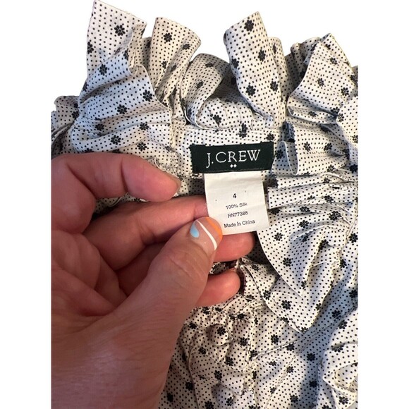 J.Crew 100% Silk Lot Of 2 Ruffle Neck Sleeveless Tunic Blouse Sz 0 & 4 White - Picture 5 of 5